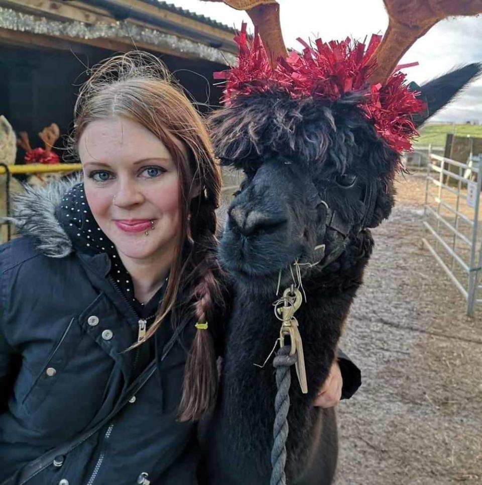 Becky with an alpaca in November 2019 before she was diagnosed with cancer (Collect/PA Real Life).