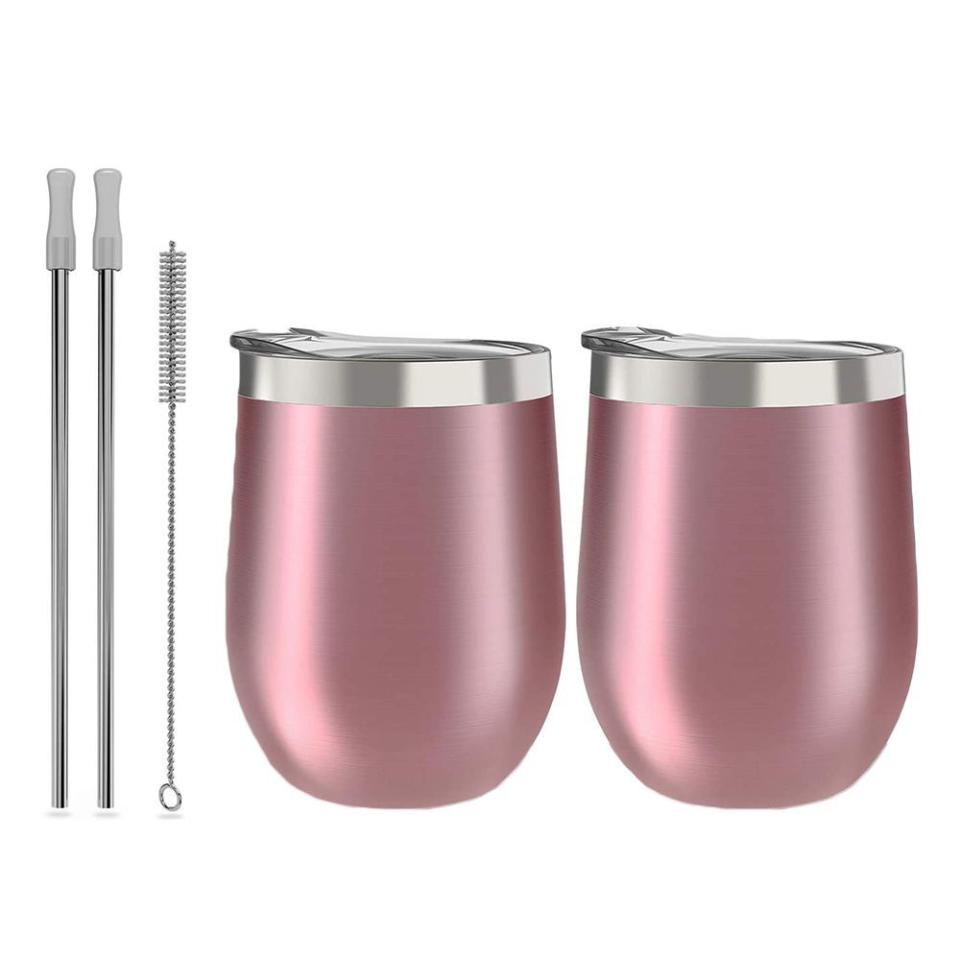 4) Stainless Steel Stemless Wine Tumblers