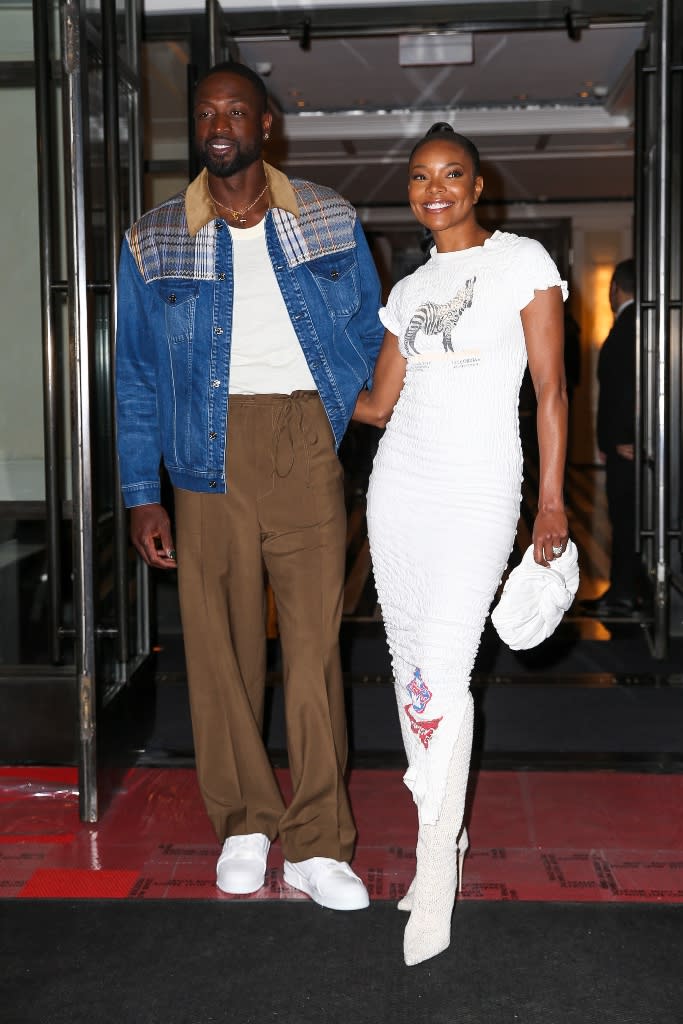 Gabrielle Union and Dwyane Wade head to dinner in New York City on April 30, 2022. - Credit: ZapatA/MEGA