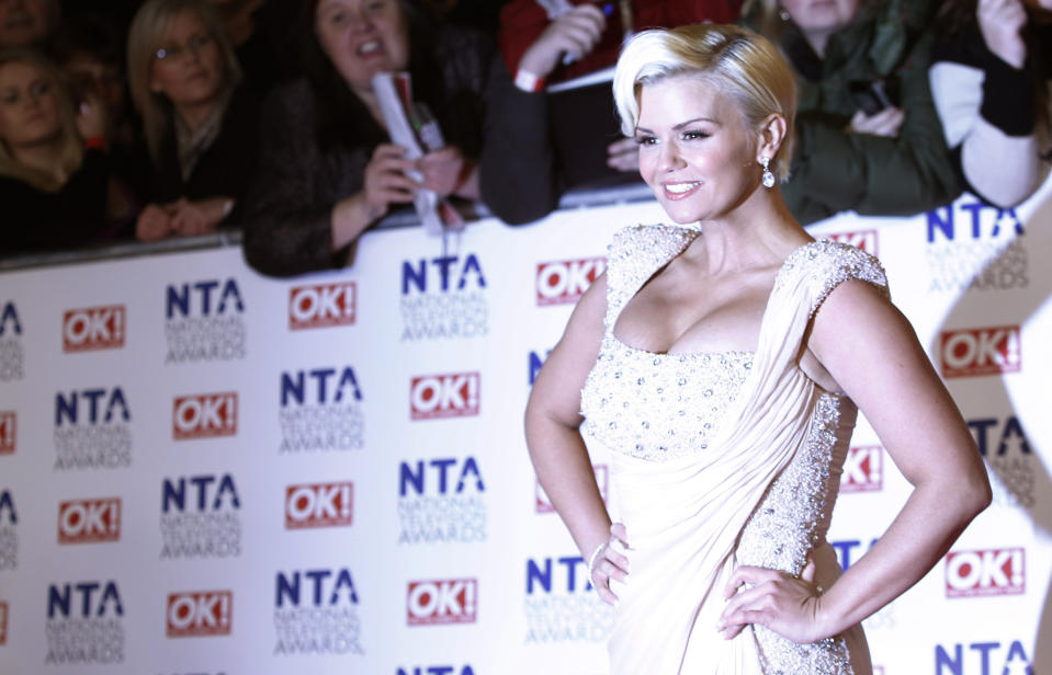 Kerry Katona arrives for the National Television Awards at the 02 Arena in east London, Wednesday, Jan. 25, 2012. (AP Photo/Joel Ryan)