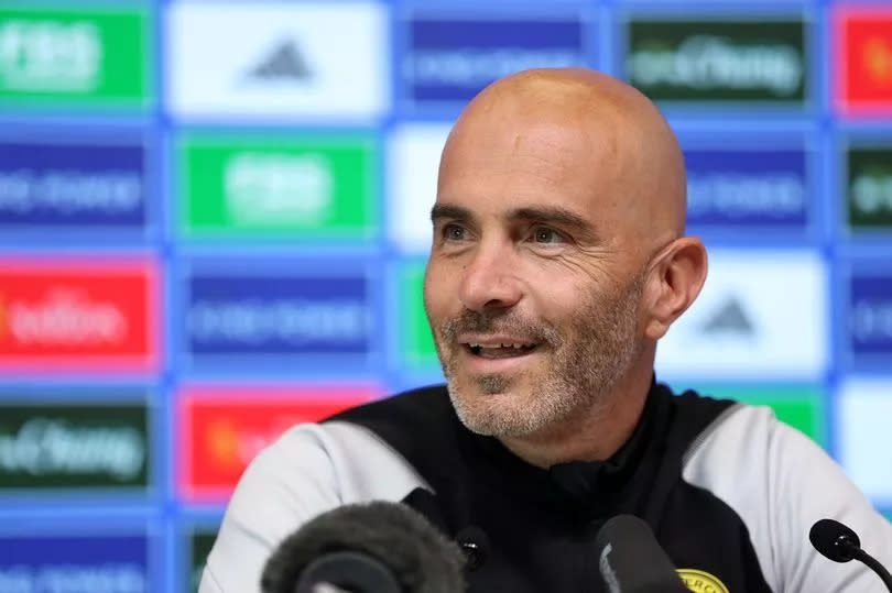 Enzo Maresca during a press conference at Leicester City's Seagrave training base