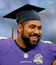<p>Baltimore Ravens player John Urschel earned his mathematics degree from Penn State in only three years. The offensive lineman is now working on his PhD at MIT. He is studying spectral graph theory, numerical linear algebra and machine learning. </p>