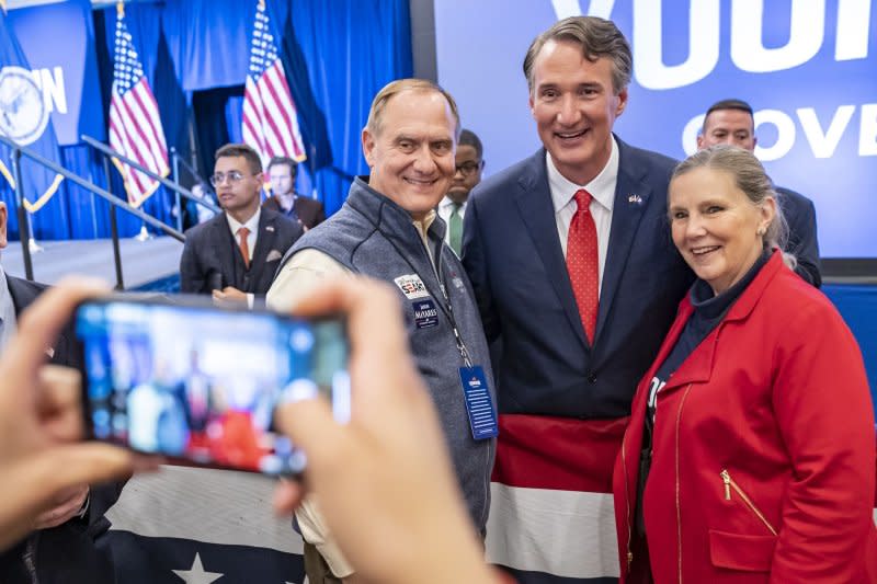 Virginia Gov. Glenn Youngkin stumps for fellow Republicans ahead of Tuesday's election. File Photo by Ken Cedeno/UPI