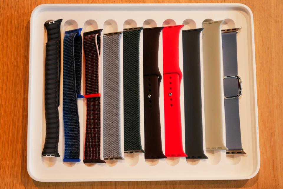 Apple Watch Series 8 bands shown together