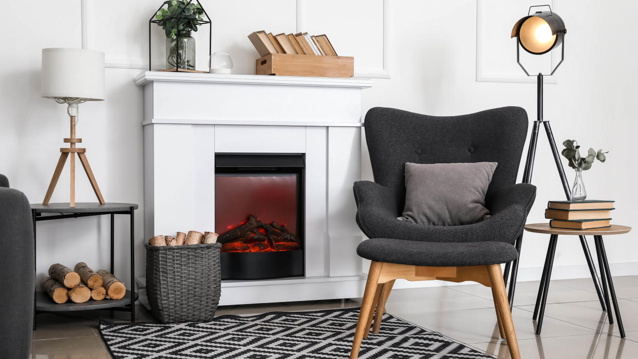  Living room with fireplace. 