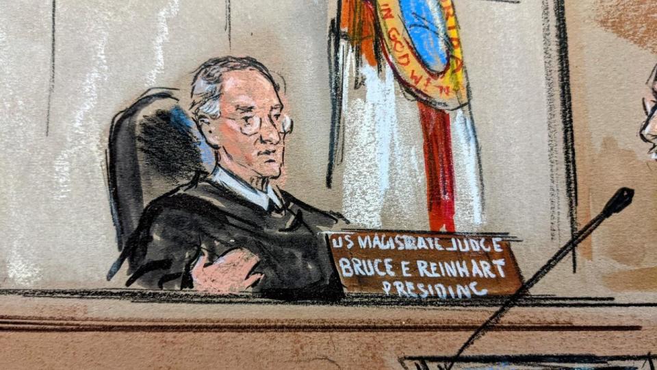 Florida Magistrate Judge Bruce Reinhart, Aug. 18, 2022. / Credit: Sketch by William Hennessy Jr.