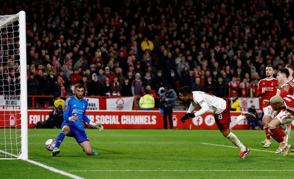 Casemiro’s lunging headed effort sent United into the next round (Action Images via Reuters)