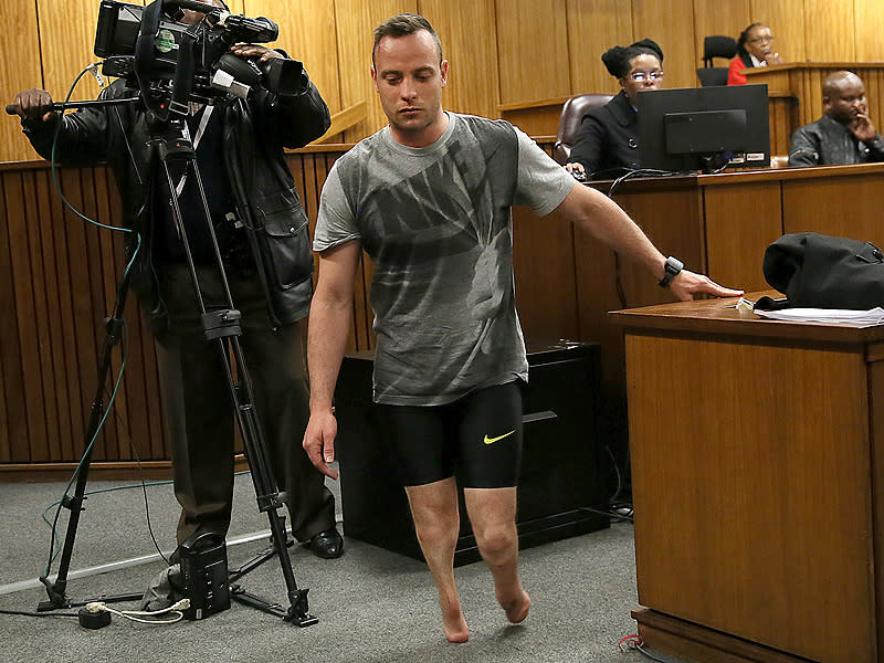 Oscar Pistorius Removes Artificial Legs in Court to Demonstrate He 'Was Vulnerable Because of His Disability,' Lawyer Argues| Crime & Courts, True Crime, Oscar Pistorius, Reeva Steenkamp