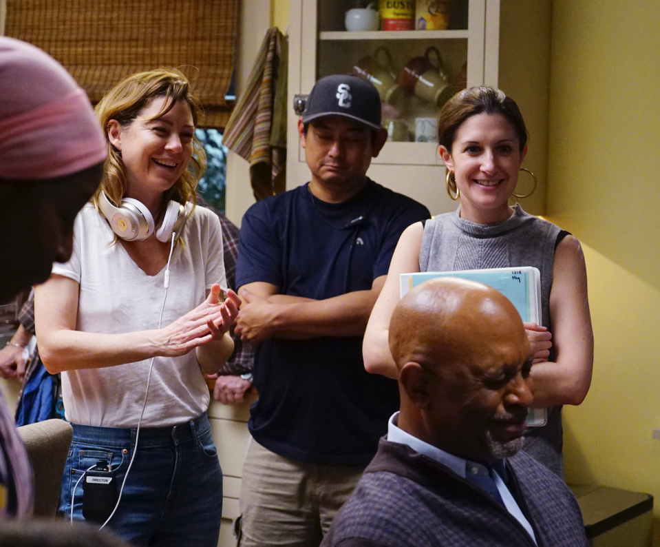 Marinis, far right, during Ellen Pompeo's directorial debut in season 13, titled “Be Still, My Soul.” (Also pictured: James Pickens Jr.)