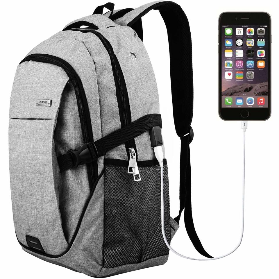 Laptop Backpack Travel Accessories Daypack for Men Women,Large Lightweight School College Book bag with Computer Notebook Sleeves and usb Charging Port for Business Hiking Traveling Airplane Backpacks. Image via Amazon. 