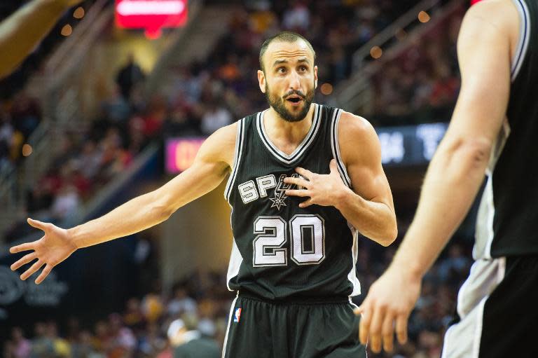 San Antonio Spurs' Manu Ginobili during a game at Quicken Loans Arena on November 19, 2014