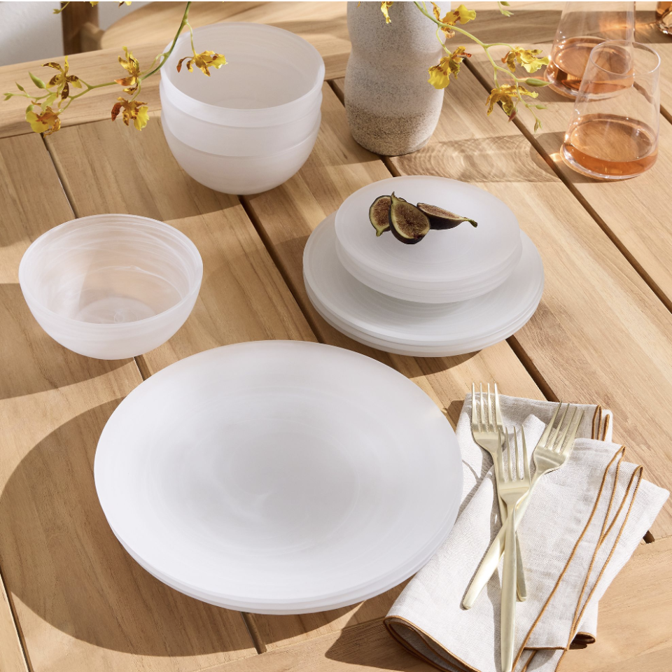 <p><a href="https://go.redirectingat.com?id=74968X1596630&url=https%3A%2F%2Fwww.westelm.com%2Fproducts%2Fla-jolla-dinnerware-e2801&sref=https%3A%2F%2Fwww.esquire.com%2Flifestyle%2Fg46116233%2Fbest-dinnerware-sets%2F" rel="nofollow noopener" target="_blank" data-ylk="slk:Shop Now;elm:context_link;itc:0;sec:content-canvas" class="link ">Shop Now</a></p><p>Glass Dinnerware Collection</p><p>westelm.com</p><p>$16.00</p>