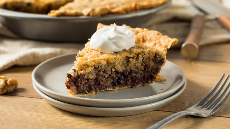 Kentucky Derby pie on white plate