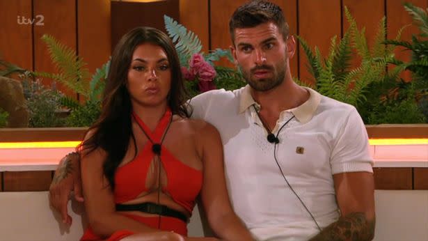 Paige Thorne and Adam Collard on 'Love Island' (ITV) 