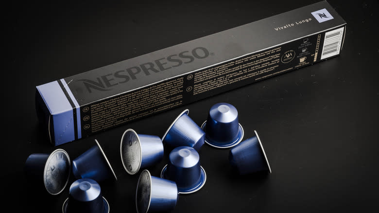 Nespresso pods in container