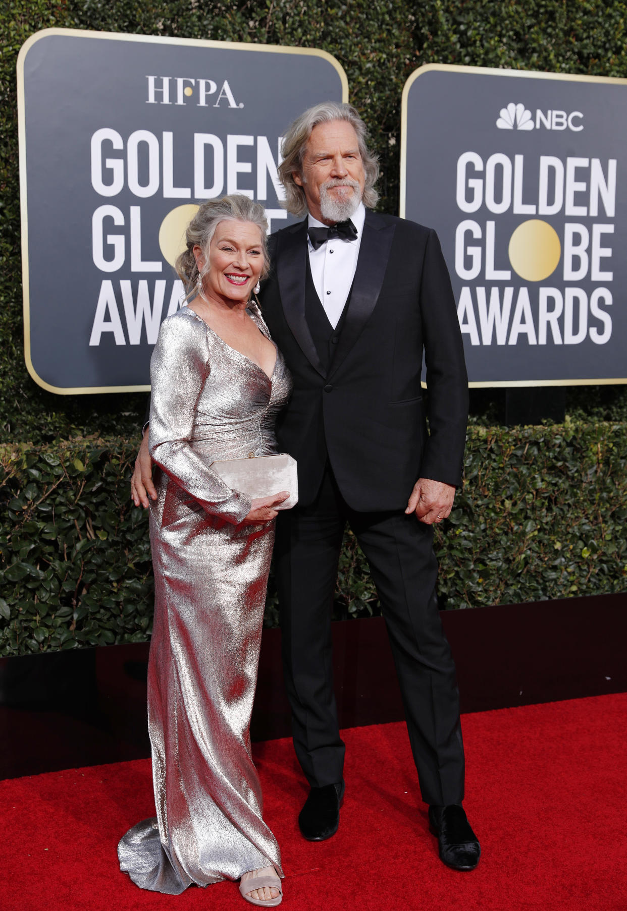 76th Golden Globe Awards - Arrivals - Beverly Hills, California, U.S., January 6, 2019 - Susan Geston and Jeff Bridges. REUTERS/Mike Blake