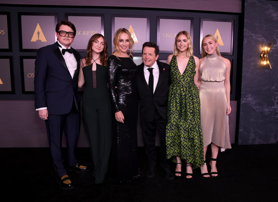 Michael J. Fox and Tracy Pollan with their kids in 2022. (Getty Images)