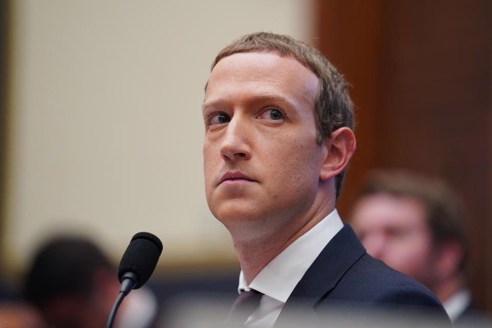 WASHINGTON, Oct. 23, 2019-- Facebook CEO Mark Zuckerberg testifies before the U.S. House Financial Services Committee during An Examination of Facebook and Its Impact on the Financial Services and Housing Sectors hearing on Capitol Hill in Washington D.C., the United States, on Oct. 23, 2019. (Photo by Liu Jie/Xinhua via Getty) (Xinhua/Liu Jie via Getty Images)