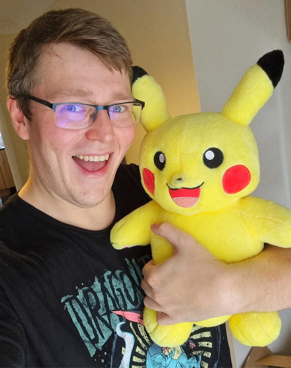 Stephen L. Kent, 32, with one of his Pikachu teddies (Collect/PA Real Life)