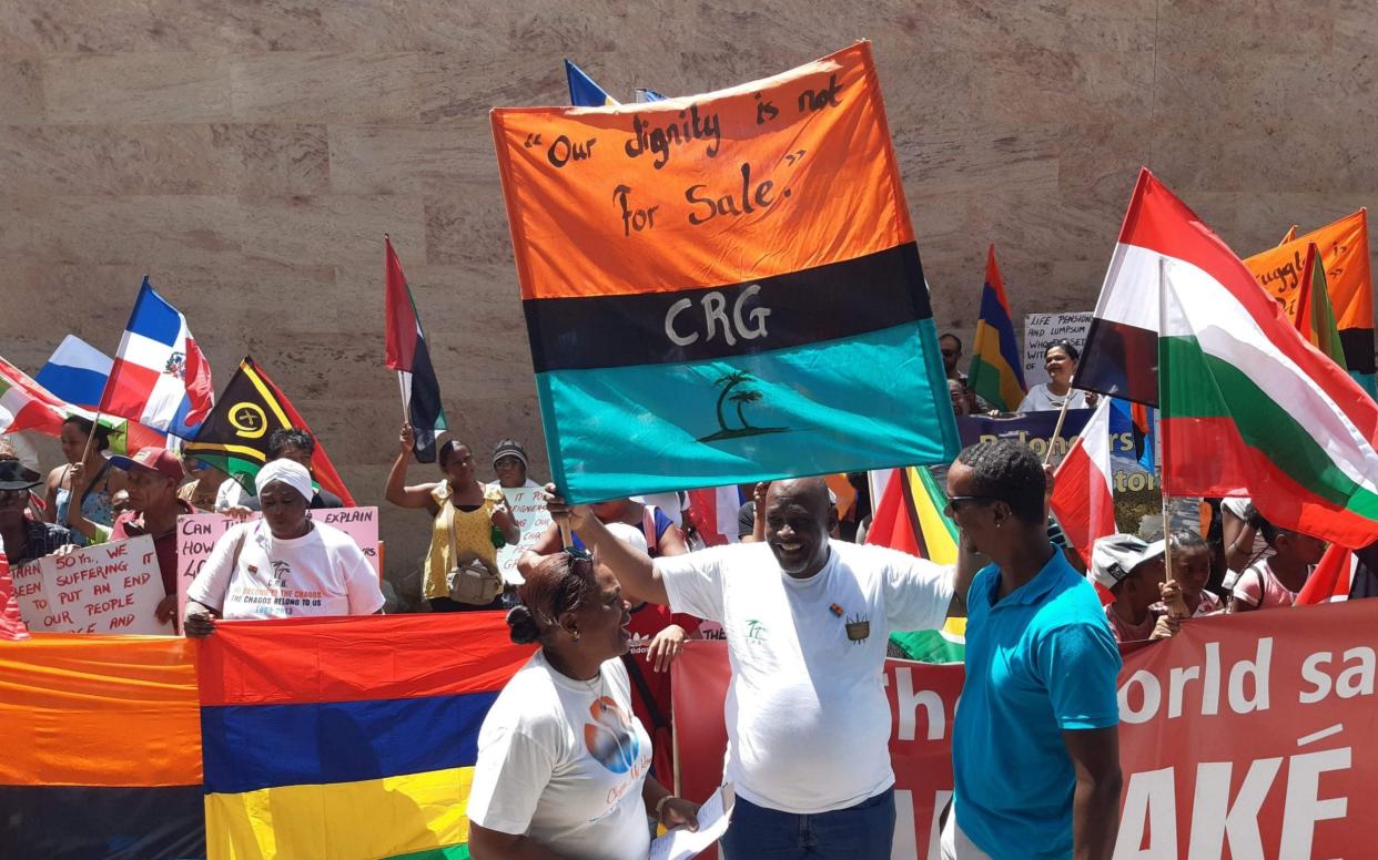 Demonstrators from the Chagos Islands protested at a British defiance of a United Nations deadline to end their 