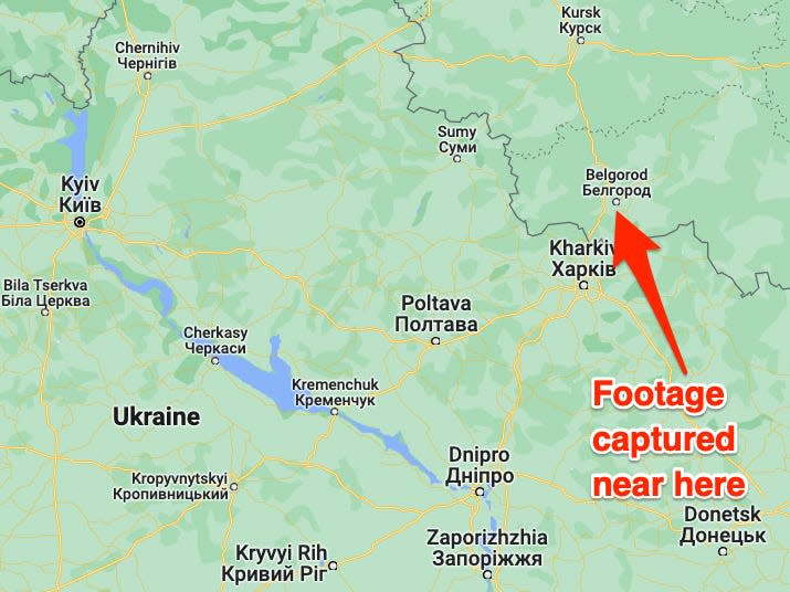 The footage was captured south of Belgorod, according to CNN.