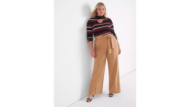 Slinky Knit Pleated Wide Leg Pant - Copper