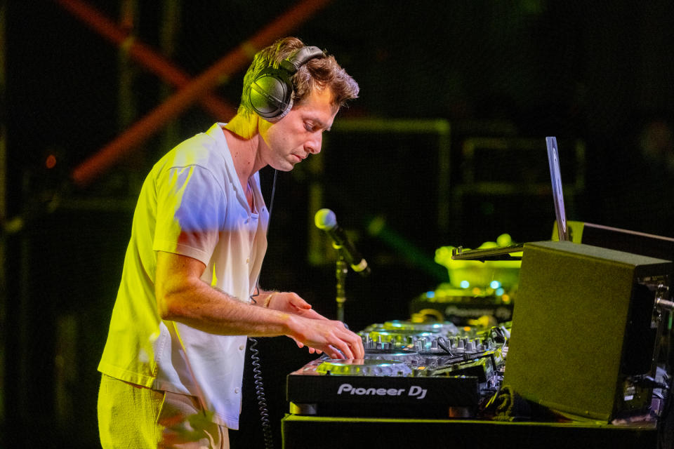 Mark Ronson DJs during The Queen's Platinum Jubilee Silent Disco event at Lincoln Center on June 4, 2022, in New York City.