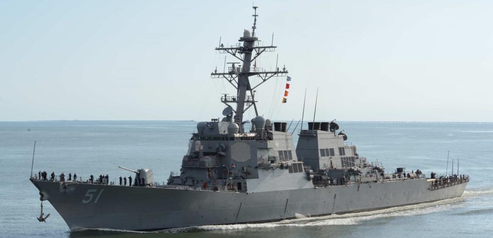 The destroyer USS Arleigh Burke transits the Mediterranean Sea in 2018.