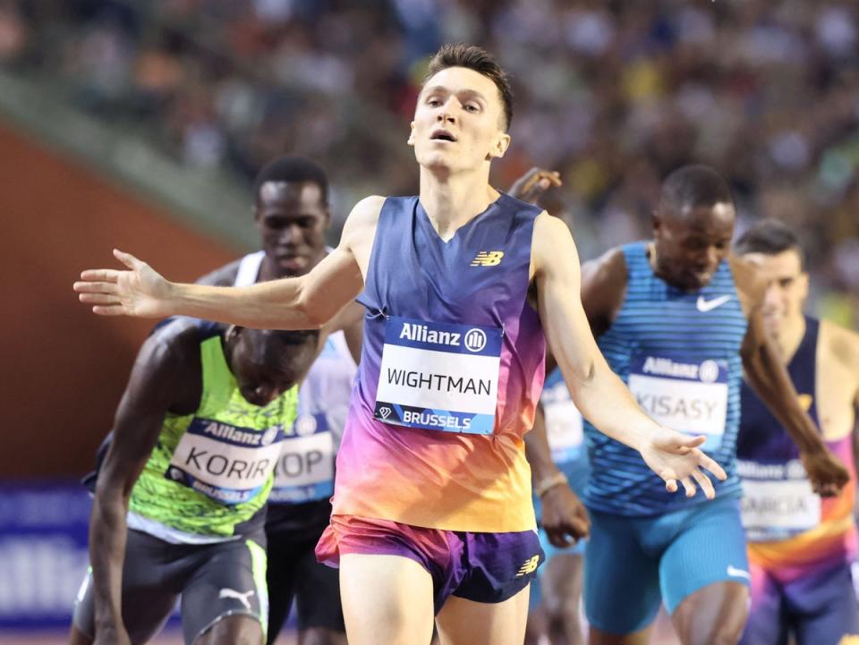 Jake Wightman wins the men’s 800m in Brussels  (AFP via Getty Images)