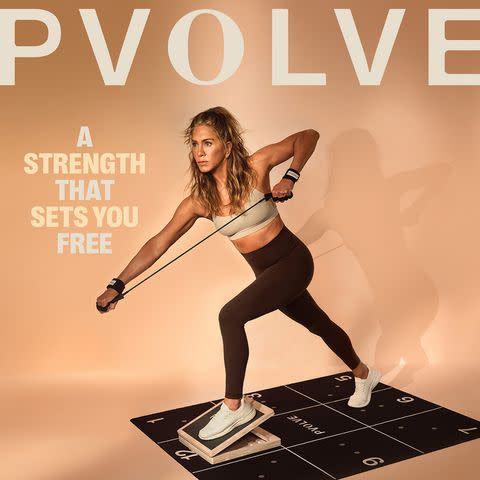 <p>Pvolve</p> Jennifer Aniston shows off the workouts you can do at home in a new campaign for Pvolve.