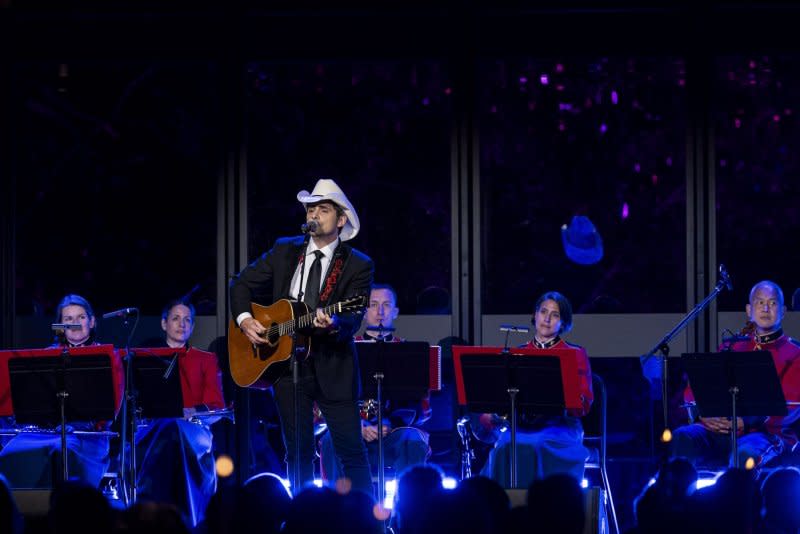 Musician Brad Paisley performs during a state dinner in honor of Kenya's president William Ruto hosted by U.S .President Joe Biden and firstlLady Jill Biden on the South Lawn of the White House in Washington on Thursday. Photo by Al Drago/UPI