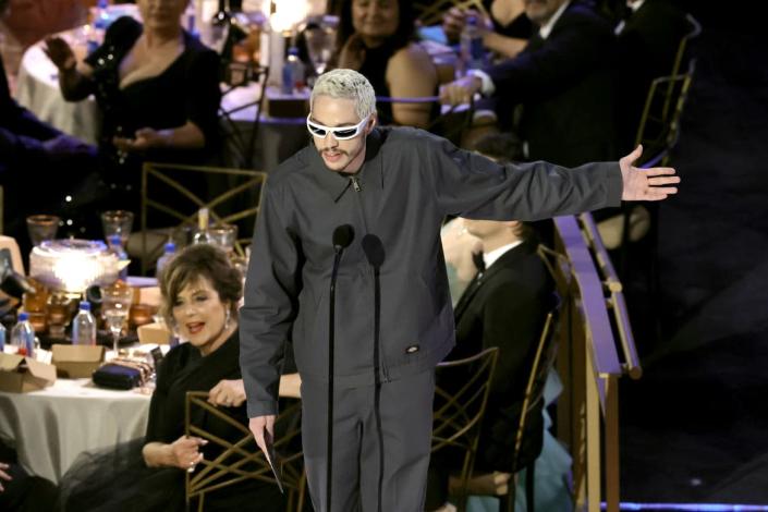 <div class="inline-image__caption"><p>Pete Davidson speaks onstage during the 74th Primetime Emmys at Microsoft Theater on September 12, 2022, in Los Angeles, California. </p></div> <div class="inline-image__credit">Kevin Winter/Getty</div>