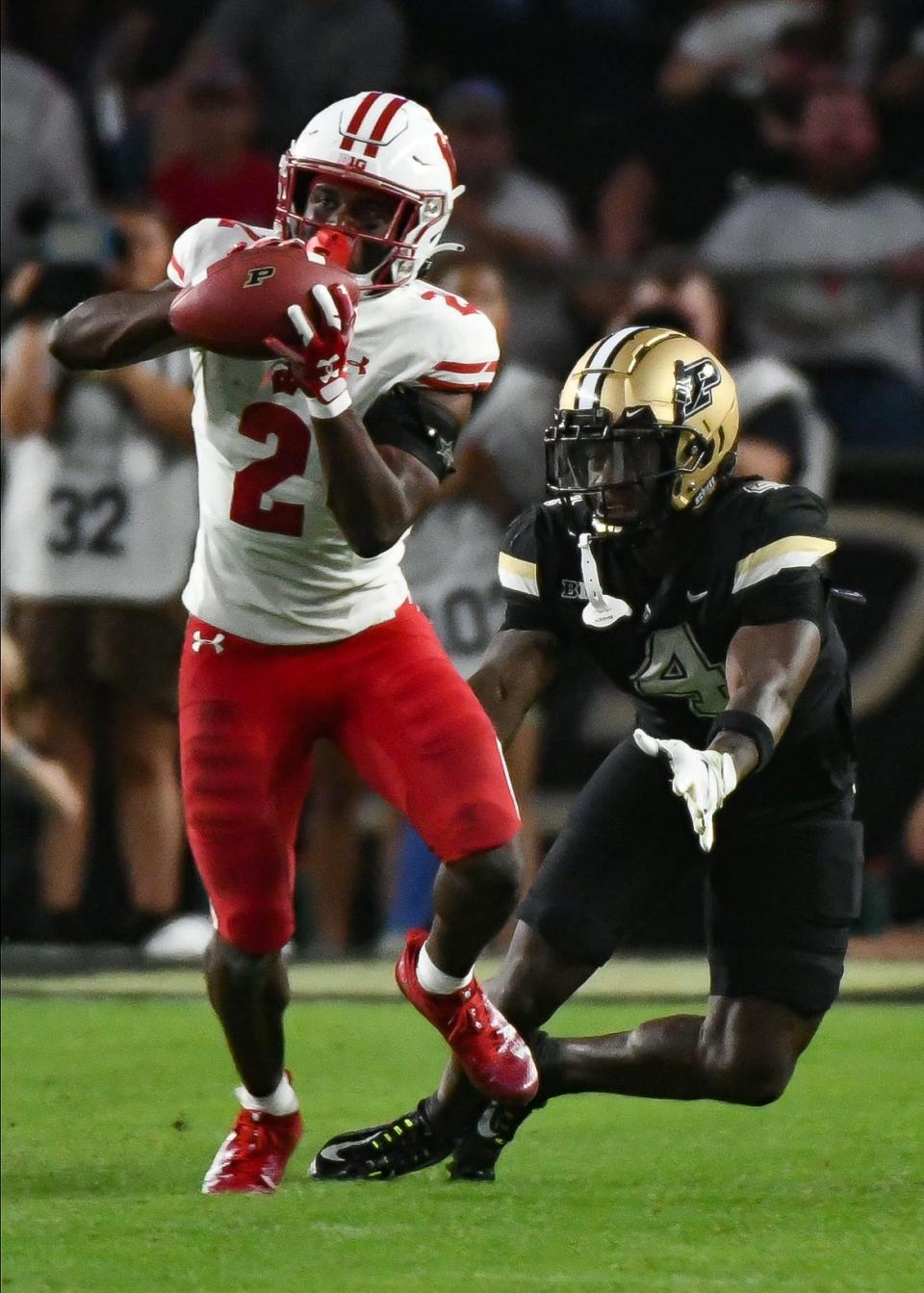 Badgers cornerback Ricard Hallman had two interceptions against Purdue on Friday night.