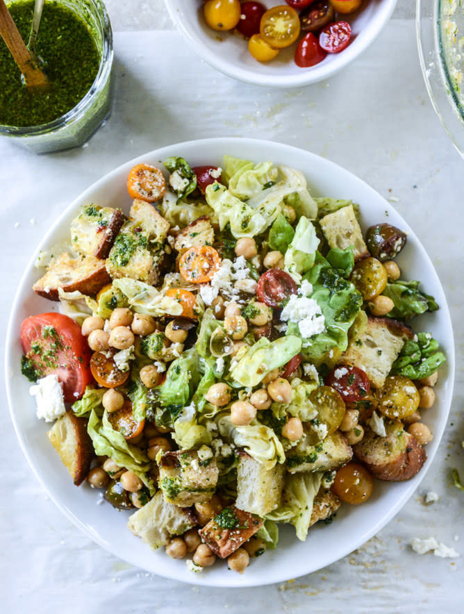 A panzanella is a salad that has huge chunks of bread it in. I'm SOLD. Recipe: Panzanella with Marinated Chickpeas and Chimichurri 