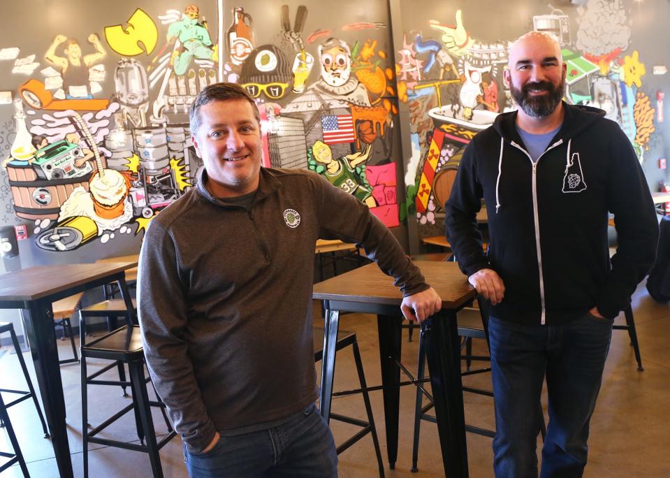 Stoneface Brewing Company in Newington is proposing a new 23,400-square-foot brewing facility in Newington. From left are Stoneface co-founders and co-owners Peter Beauregard and Erol Moe.