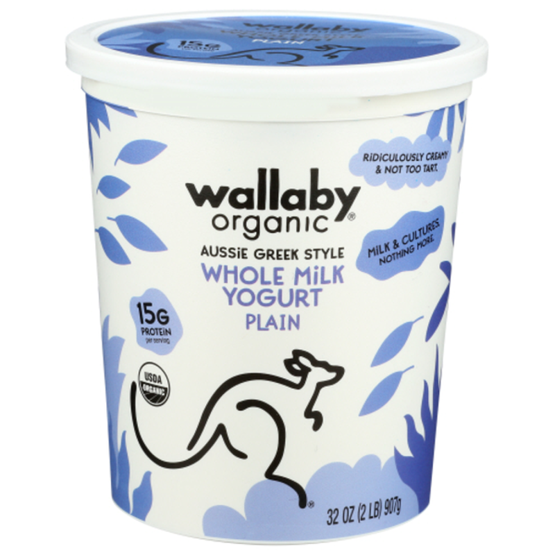 13) Wallaby Organic Whole Milk Plain Greek Yogurt