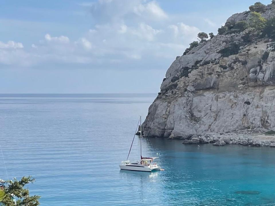 The sailing pickle boat on the water