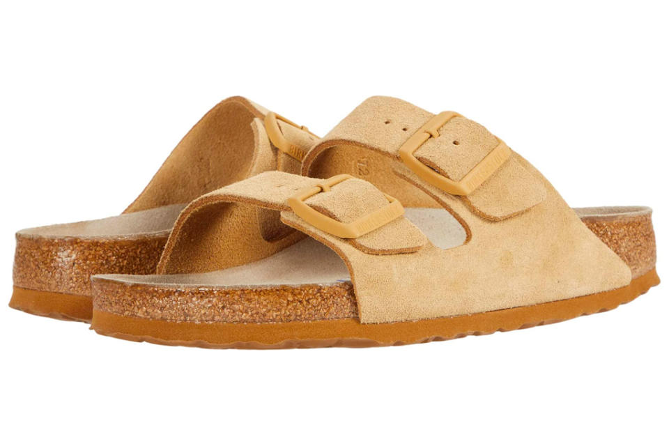 birkenstock, sandals, slides, arizona, tan