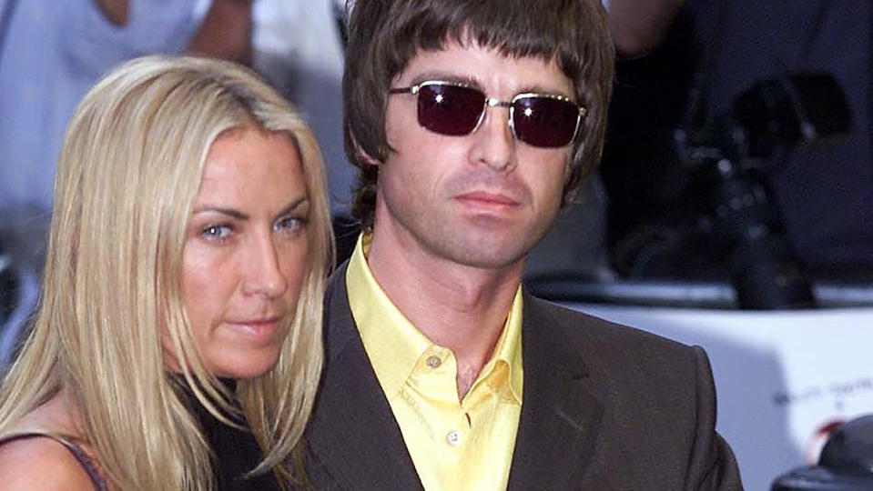 Noel Gallagher and Meg Matthews arrive at the London premiere of Snatch in 2000, in London West End. Credit: HUGO PHILPOTT/AFP/Getty Images