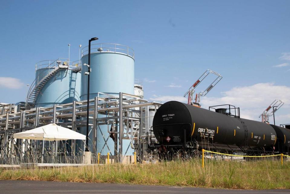 Base alcohol arrives at E. & J. Gallo Winery in Chester County, South Carolina by train before it’s refined and mixed with various ingredients like fruit juice.