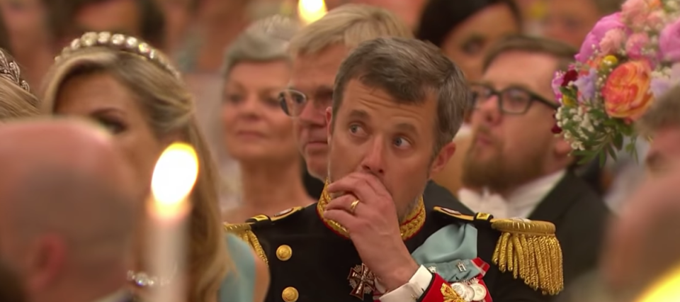 Prince Frederik, who celebrated his birthday on May 26, looked visibly emotional during the speech. Photo: Youtube