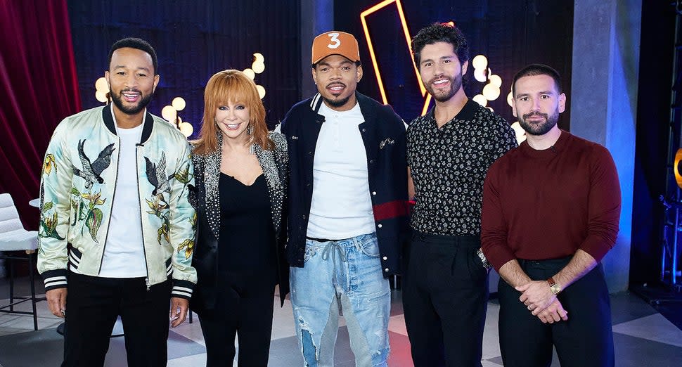 the voice season 25 coaches john legend reba mcentire dan shay chance the rapper