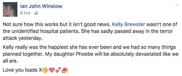 Kelly's death was confirmed by family members. Source: Facebook