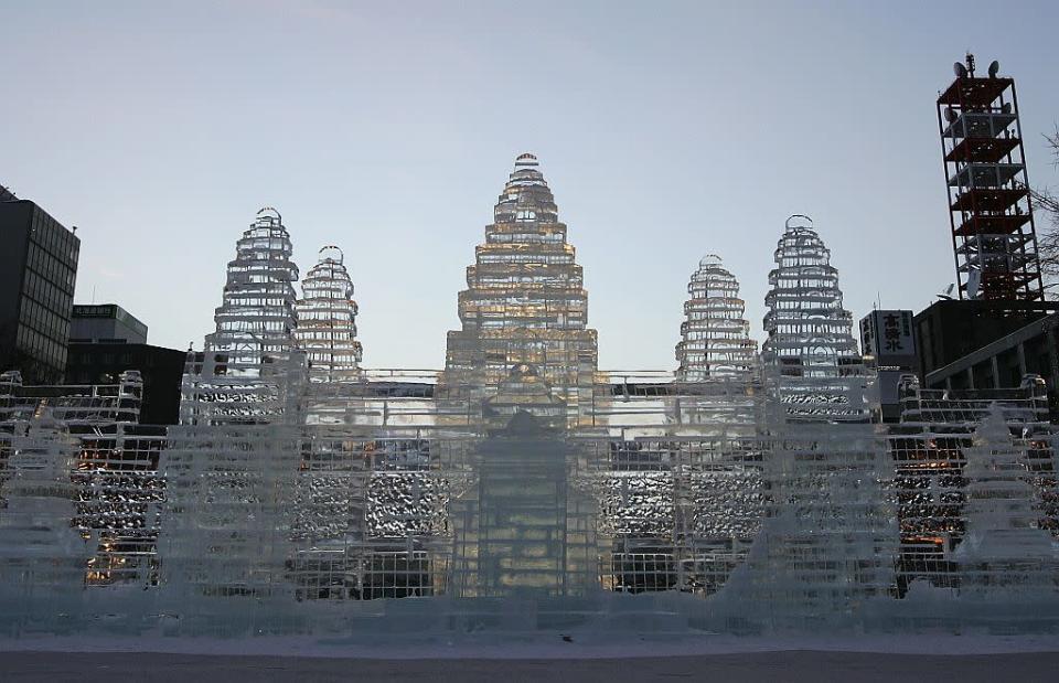 An ice sculpture is displayed at Odori Koen during the 57th Sapporo Snow Festival in Sapporo, Hokkaido, Japan.