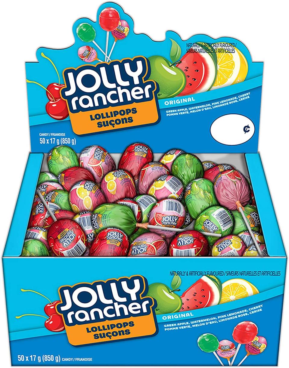 JOLLY RANCHER Hard Candy Lollipops - Halloween Candy, Candy Bulk Individially Wrapped Candy to Share - 50CT,