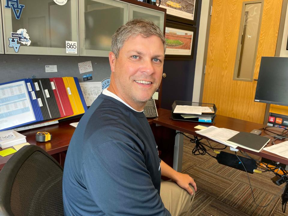 Mitchell Cox, new principal at Hardin Valley Academy, said he finds his new office a good fit Aug. 2, 2023.