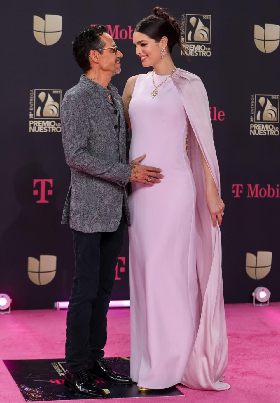 Marc Anthony and Nadia Ferreira attend the 35th Premio Lo Nuestro at Miami-Dade Arena