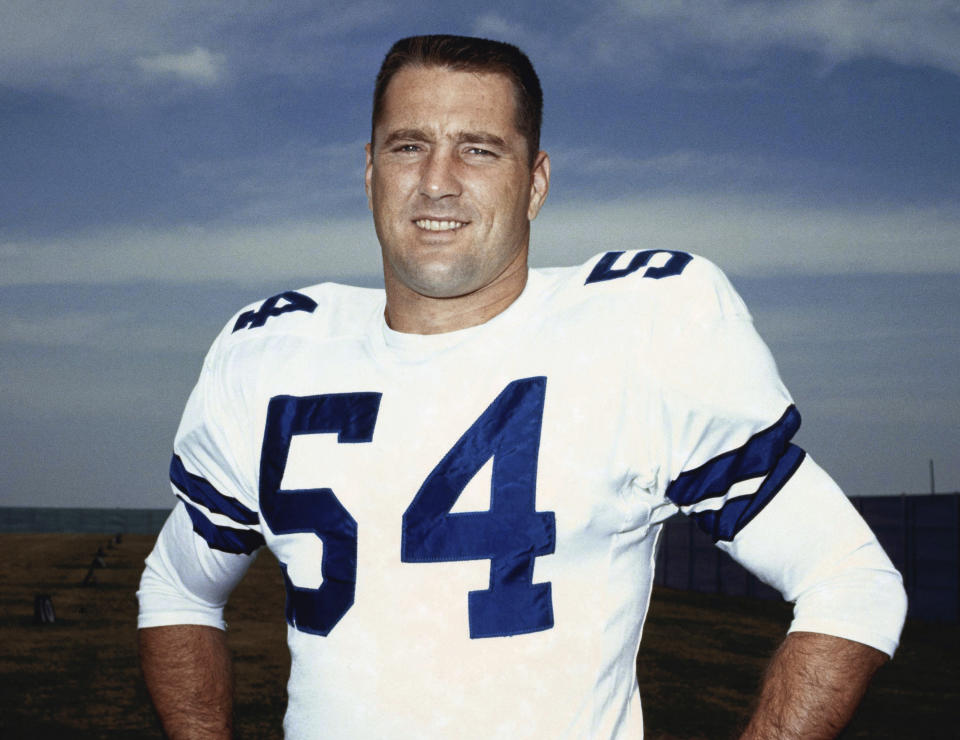 FILE - Dallas Cowboys linebacker Chuck Howley is shown in 1968. Howley is among those who were voted into the Pro Football Hall of Fame, it was announced Thursday, Feb. 9, 2023. (AP Photo, File)