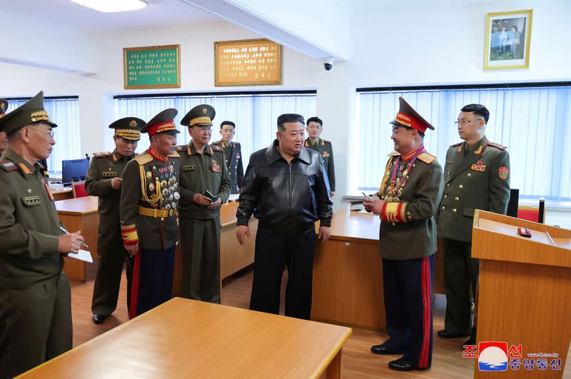 North Korean leader Kim Jong Un visits a military university