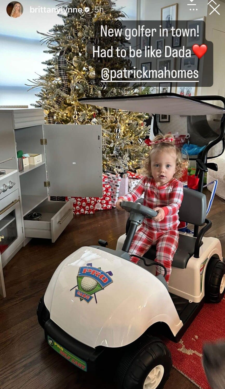 Brittany Mahomes Shares Daughter Sterling Exploring Her Toddler-Sized Golf Cart: 'Had to Be Like Dada'